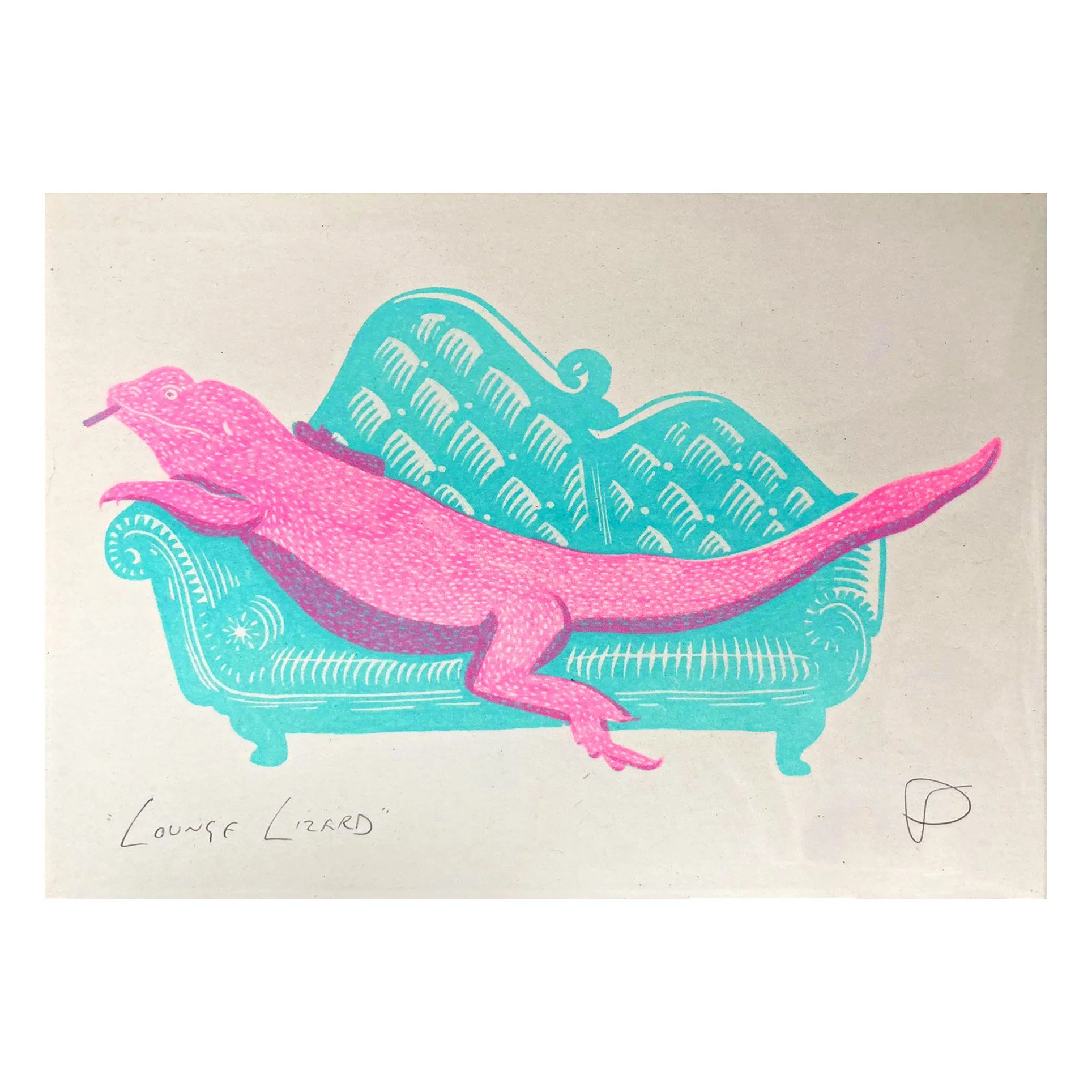 Lounge Lizard by Jo Pearson Risograph | Original Art | Glastonbury